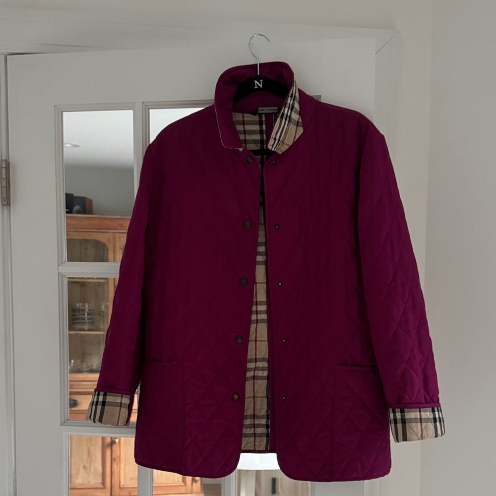 Burberry Beige and Red Plaid Jacket